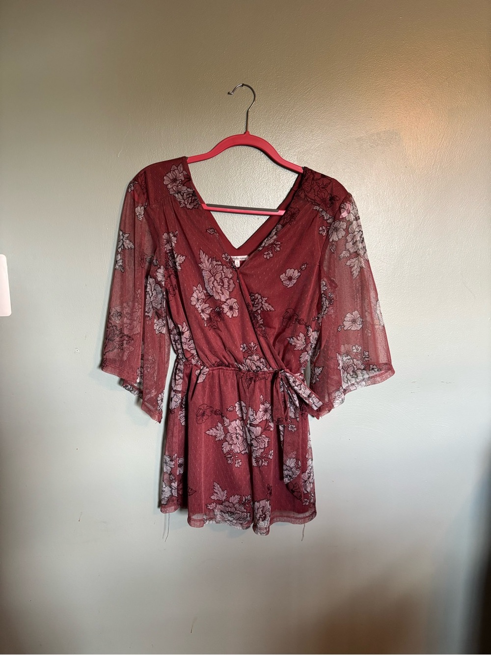 Charlotte Russe Mauve Floral Wrap Romper
